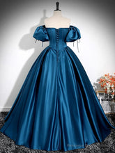 Royal Blue A-Line Prom Dress Off The Shoulder Pleated Dress